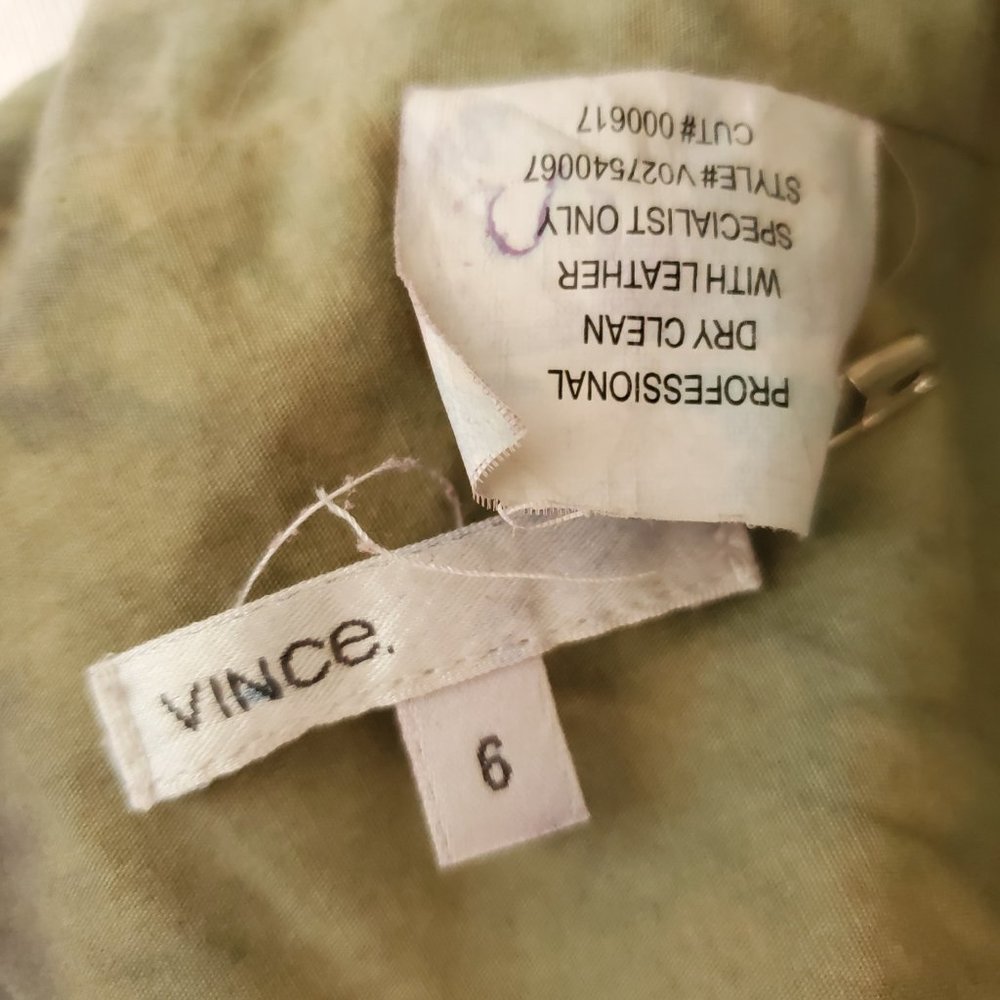 Vince Leather Moto Jacket blazer beige tan blue brown gray purple khaki 2 4 6 - Picture 6 of 6